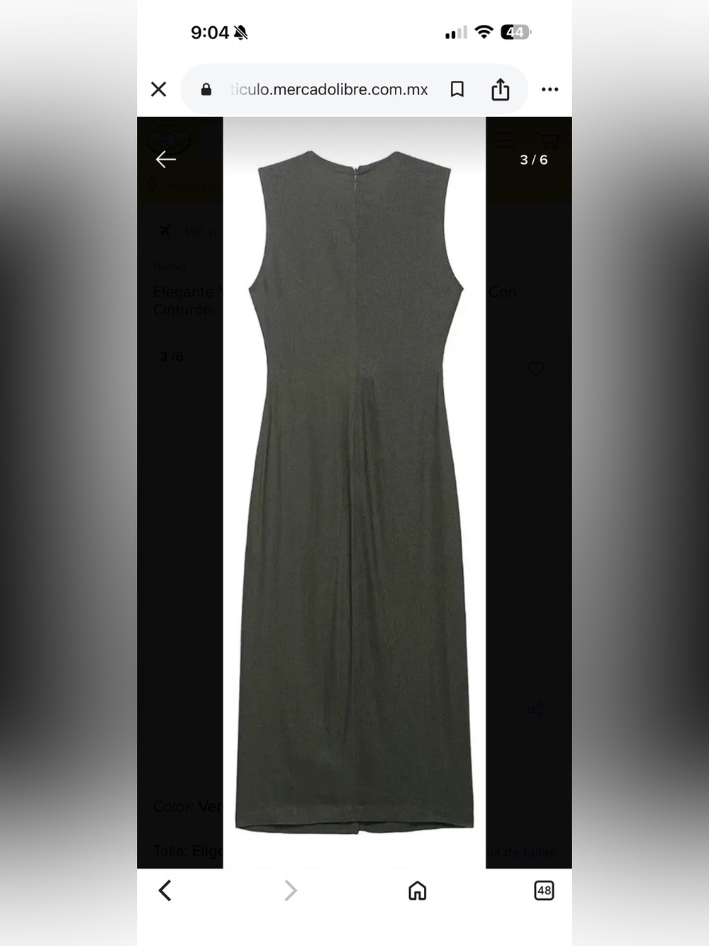 Zara Olive Green Sleeveless Midi Dress with Floral Belt - Picture 4 of 8